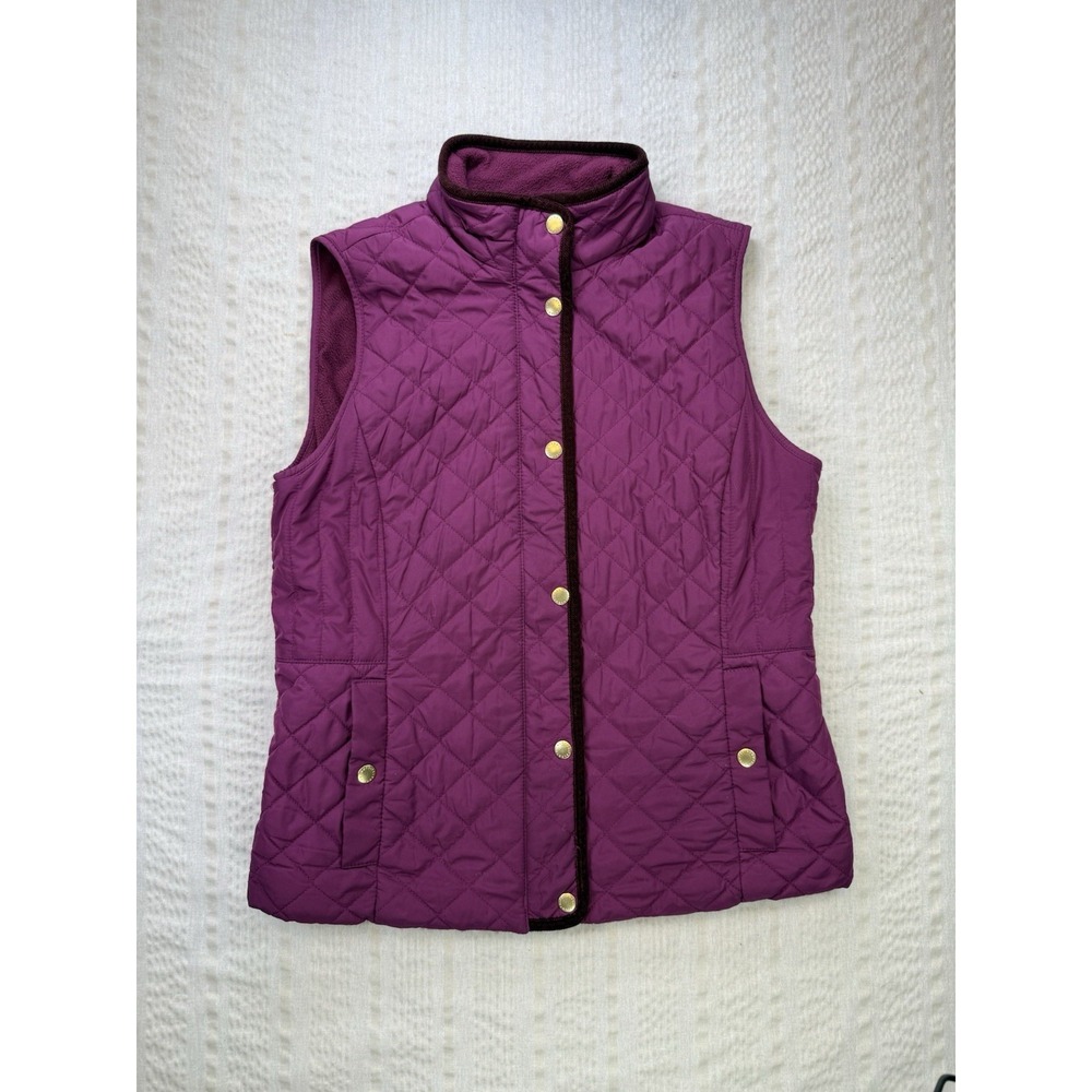 Preppy‎ Quilted Vest Fleece Lined Velvet Trim Size S Talbots